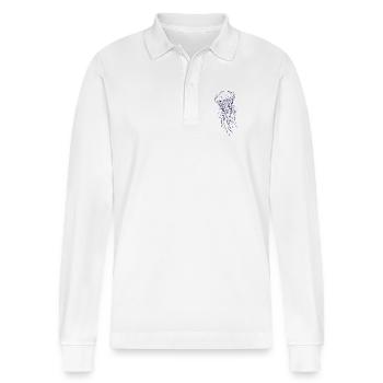 Jellyfish Line Art Illustration - Stanley/Stella Organic Unisex Long-Sleeved Polo Shirt Prepster - white - Front - Anna (173cm) & Nico (186cm)