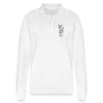 Before you ask. - Stanley/Stella Organic Unisex Long-Sleeved Polo Shirt Prepster - white - Front - Anna (173cm) & Nico (186cm)