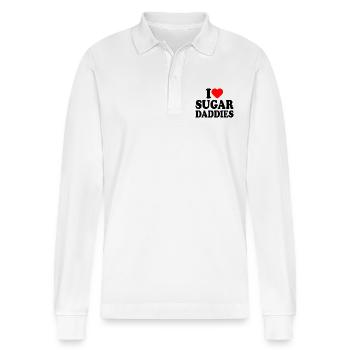i love sugar daddies - Stanley/Stella Organic Unisex Long-Sleeved Polo Shirt Prepster - white - Front - Anna (173cm) & Nico (186cm)