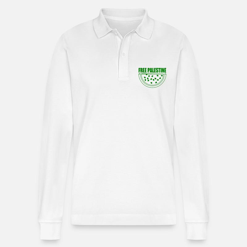 Free palestine wassermelone melone - Stanley/Stella Unisex Bio-Langarm-Poloshirt Prepster - Weiß