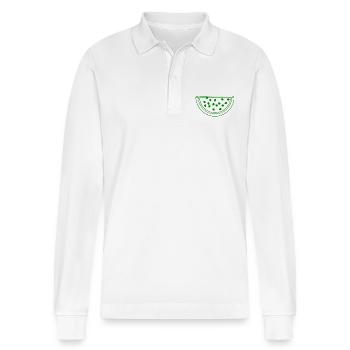 Wassermelone - Stanley/Stella Unisex Bio-Langarm-Poloshirt Prepster - Weiß - Vorne - Anna (173cm) & Nico (186cm)