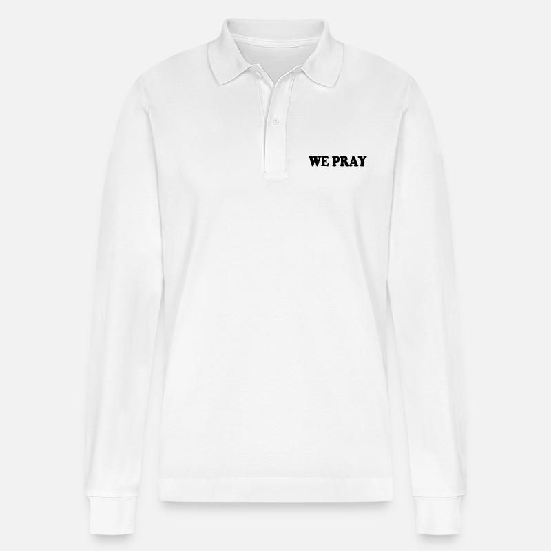 We pray - Stanley/Stella Unisex Bio-Langarm-Poloshirt Prepster - Weiß