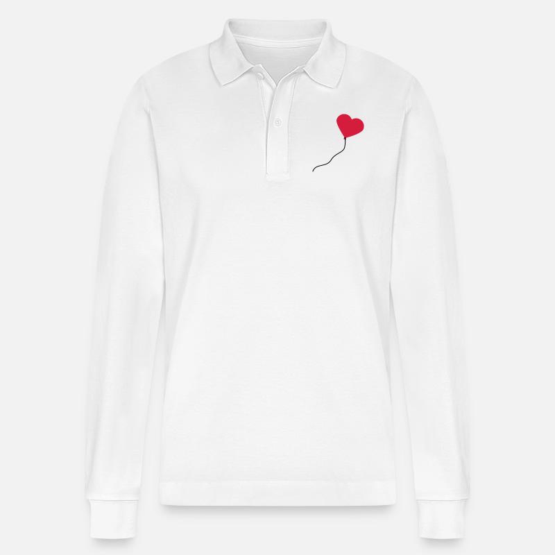 herzluftballon_2c - Stanley/Stella Unisex Bio-Langarm-Poloshirt Prepster - Weiß