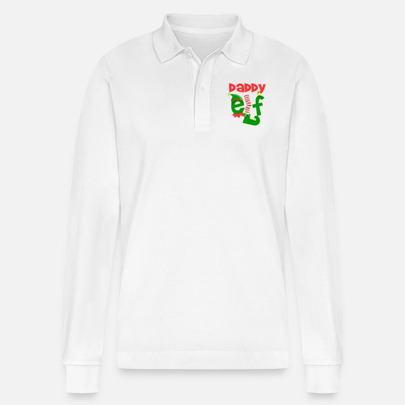 daddy elf - Stanley/Stella Unisex Bio-Langarm-Poloshirt Prepster - Weiß