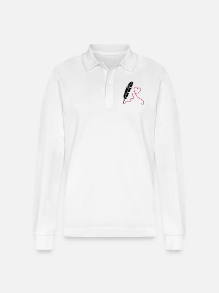 feder_love_2 - Stanley/Stella Unisex Bio-Langarm-Poloshirt Prepster - Weiß