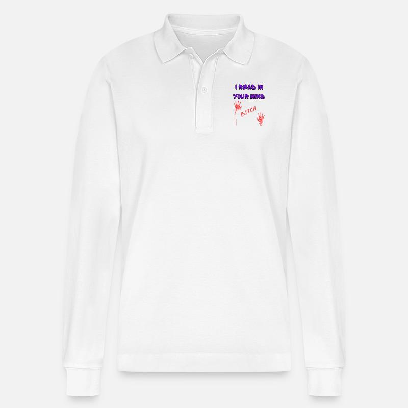 , ich lese deine Gedanken - Stanley/Stella Unisex Bio-Langarm-Poloshirt Prepster - Weiß