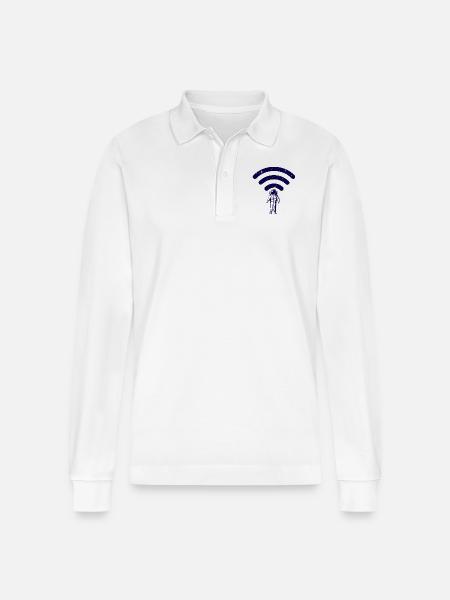 Astronauten-WLAN-Bereich - Stanley/Stella Unisex Bio-Langarm-Poloshirt Prepster - Weiß