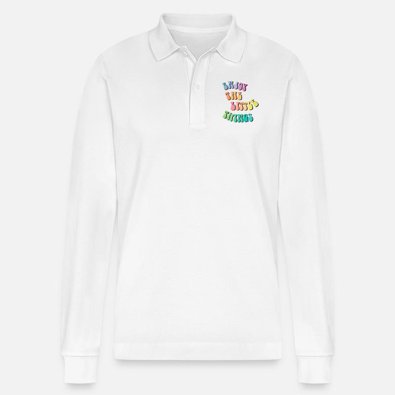 Enjoy little things - Geschenkidee - Geschenk - Stanley/Stella Unisex Bio-Langarm-Poloshirt Prepster - Weiß