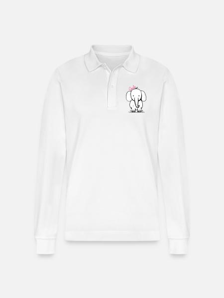 Elephant smile - Stanley/Stella Organic Unisex Long-Sleeved Polo Shirt Prepster - white