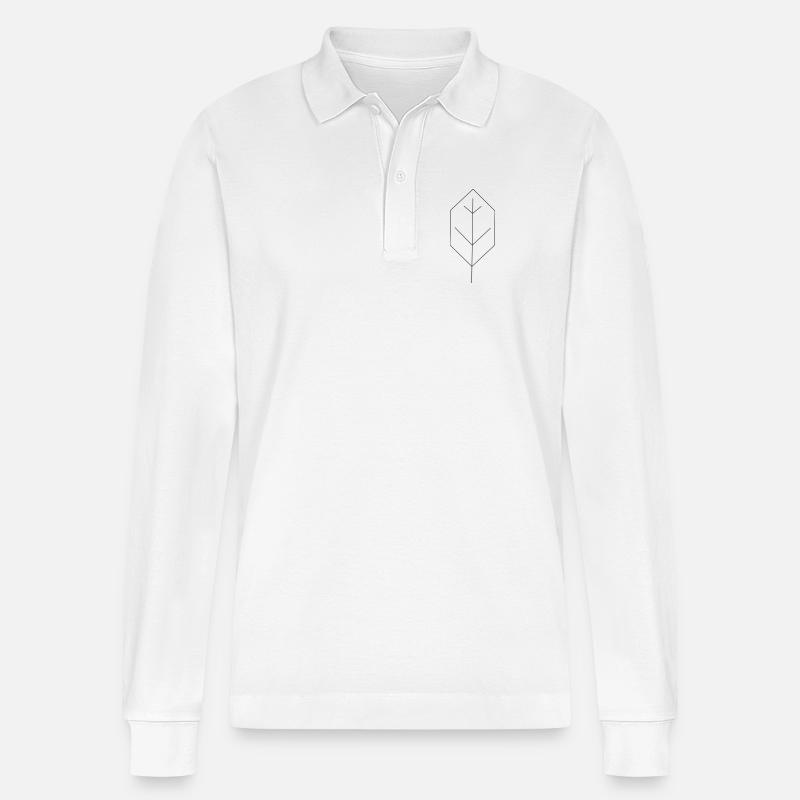 blatt kontur - Stanley/Stella Unisex Bio-Langarm-Poloshirt Prepster - Weiß