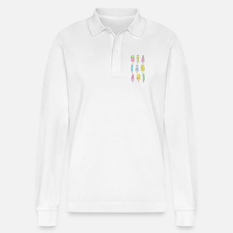 Bunte Eis am Stiel - Stanley/Stella Unisex Bio-Langarm-Poloshirt Prepster - Weiß