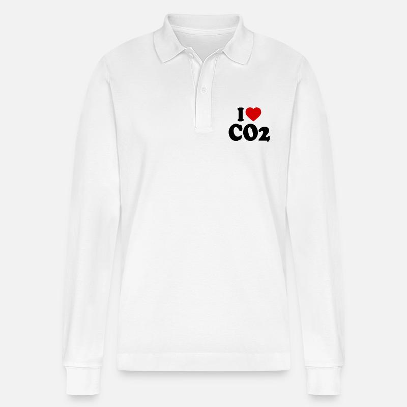 I love co2 - Stanley/Stella Unisex Bio-Langarm-Poloshirt Prepster - Weiß