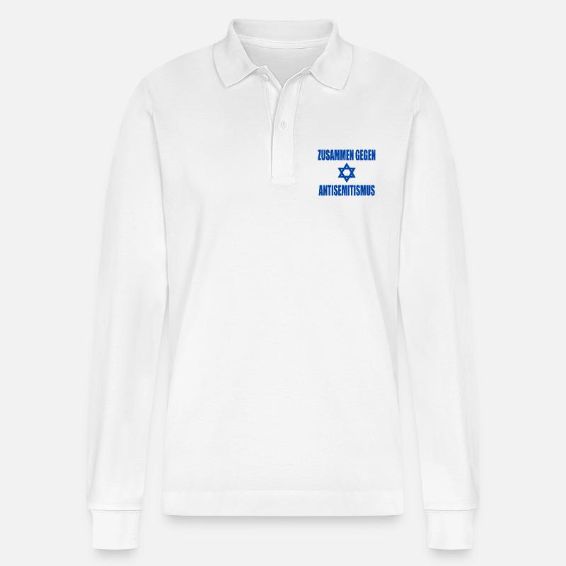 zusammen gegen antisemitismus - Stanley/Stella Unisex Bio-Langarm-Poloshirt Prepster - Weiß