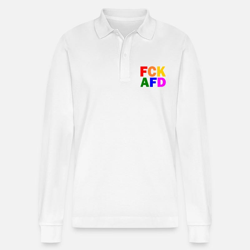 Fck afd - Stanley/Stella Unisex Bio-Langarm-Poloshirt Prepster - Weiß