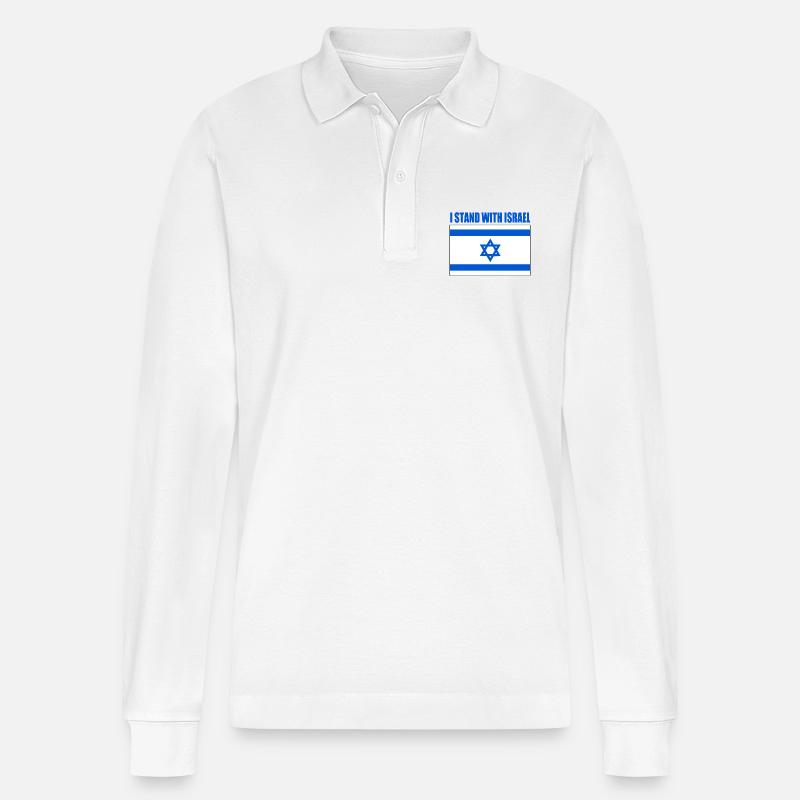 I stand with israel - Polo à manches longues bio PREPSTER Stanley/Stella Unisexe - blanc