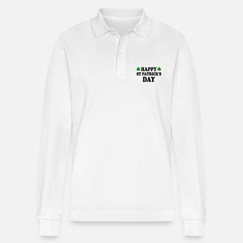 happy st patrick's day - Stanley/Stella Unisex Bio-Langarm-Poloshirt Prepster - Weiß