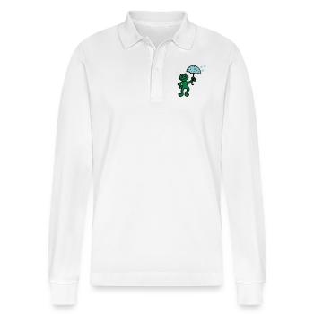 Weatherman - Rain - Stanley/Stella Organic Unisex Long-Sleeved Polo Shirt Prepster - white - Front - Anna (173cm) & Nico (186cm)