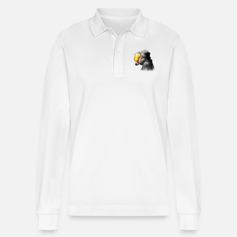 Rauchender Affe - Stanley/Stella Unisex Bio-Langarm-Poloshirt Prepster - Weiß