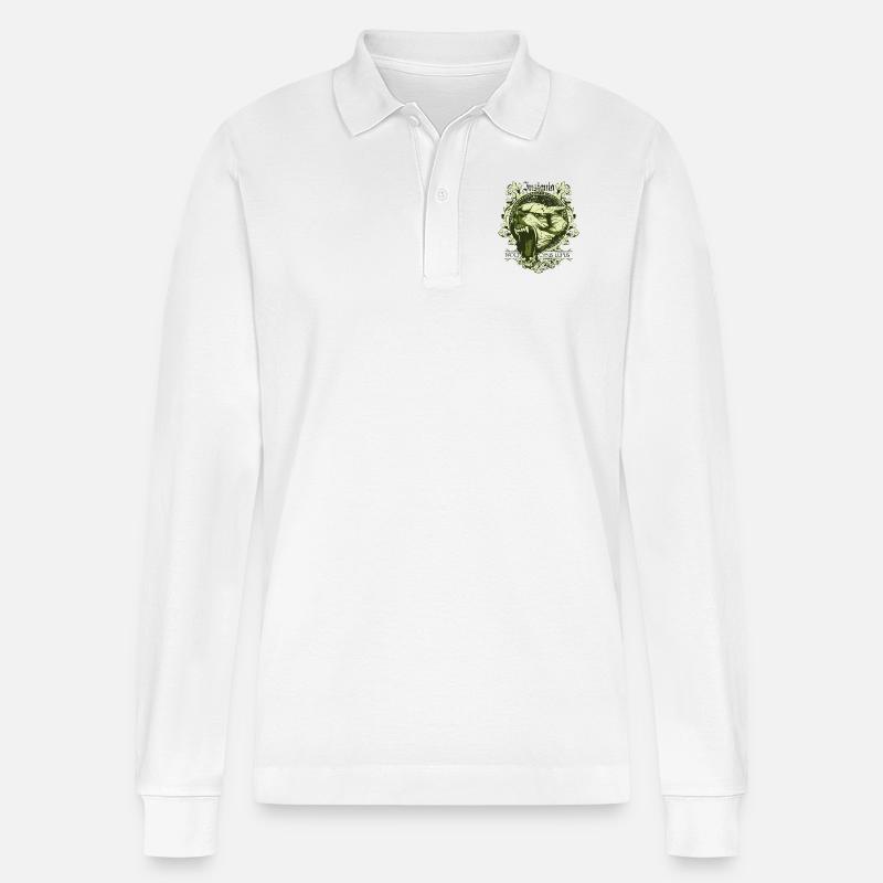 insignia wolf canis lupus - Stanley/Stella Unisex Bio-Langarm-Poloshirt Prepster - Weiß