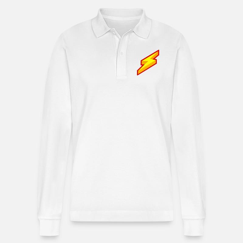 Blitz Comic Symbol - Stanley/Stella Unisex Bio-Langarm-Poloshirt Prepster - Weiß