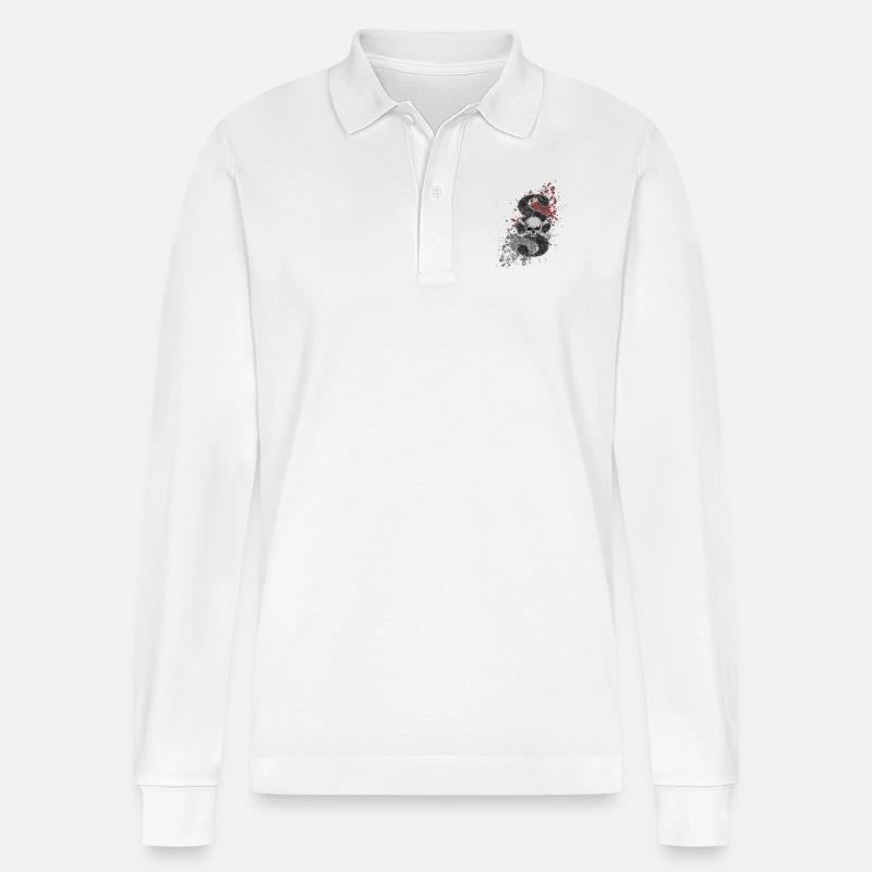 Paragraph Jolly Roger - Stanley/Stella Unisex Bio-Langarm-Poloshirt Prepster - Weiß