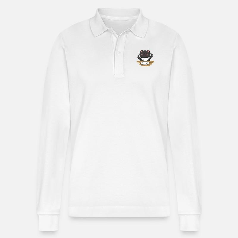 Kattefoder - Stanley/Stella Prepster økologisk unisex langærmet poloshirt - hvid