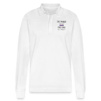 Being French is good - Stanley/Stella Organic Unisex Long-Sleeved Polo Shirt Prepster - white - Front - Anna (173cm) & Nico (186cm)