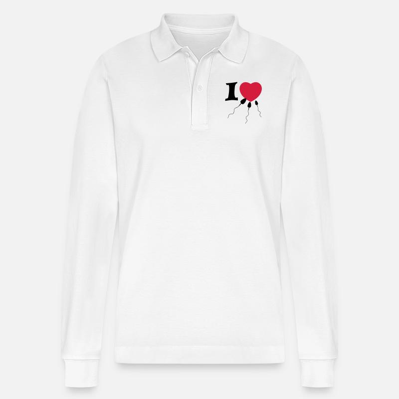 i love sperma - Stanley/Stella Unisex Bio-Langarm-Poloshirt Prepster - Weiß