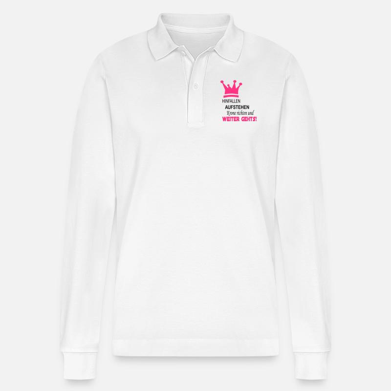 krone_weiter_gehts_4 - Stanley/Stella Unisex Bio-Langarm-Poloshirt Prepster - Weiß