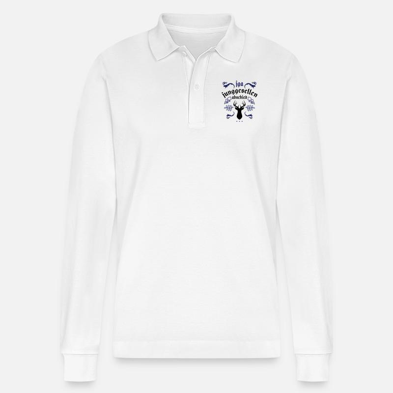 junggesellenabschied jga hirsch - Stanley/Stella Unisex Bio-Langarm-Poloshirt Prepster - Weiß