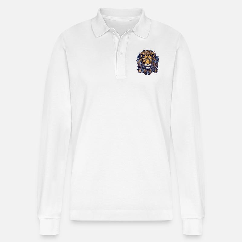 Kitu der Löwe - Stanley/Stella Unisex Bio-Langarm-Poloshirt Prepster - Weiß