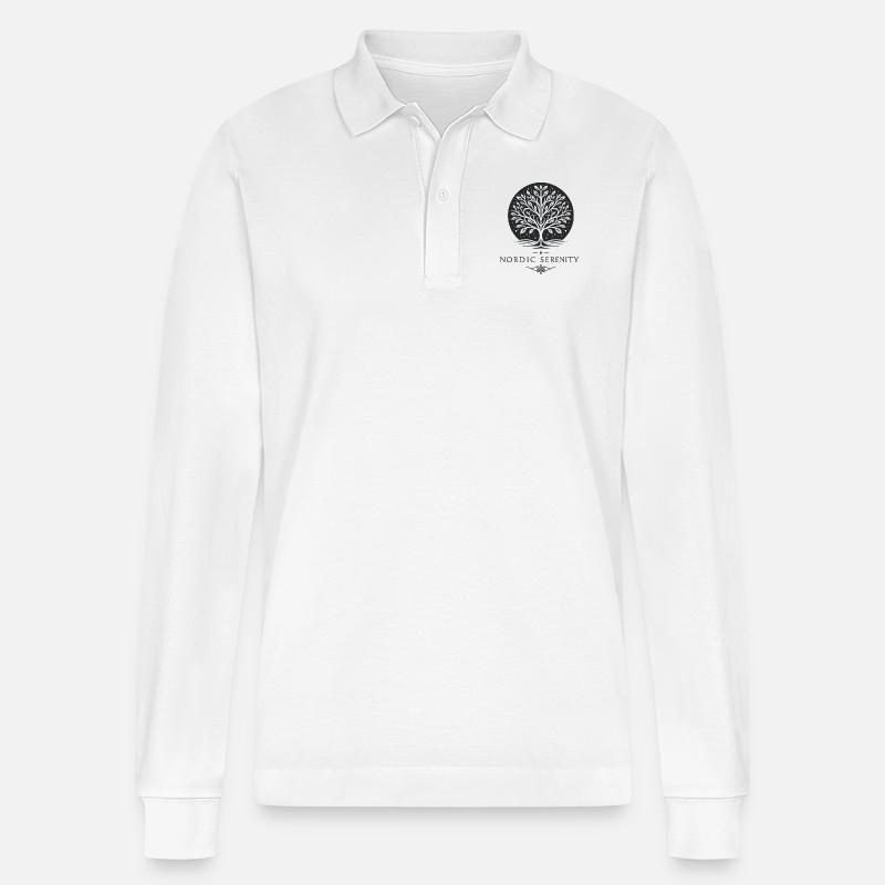 Arktischer Baum des Friedens - Stanley/Stella Unisex Bio-Langarm-Poloshirt Prepster - Weiß