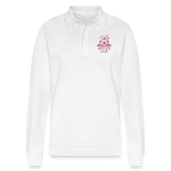 future player's wife - Stanley/Stella Organic Unisex Long-Sleeved Polo Shirt Prepster - white - Front - Anna (173cm) & Nico (186cm)