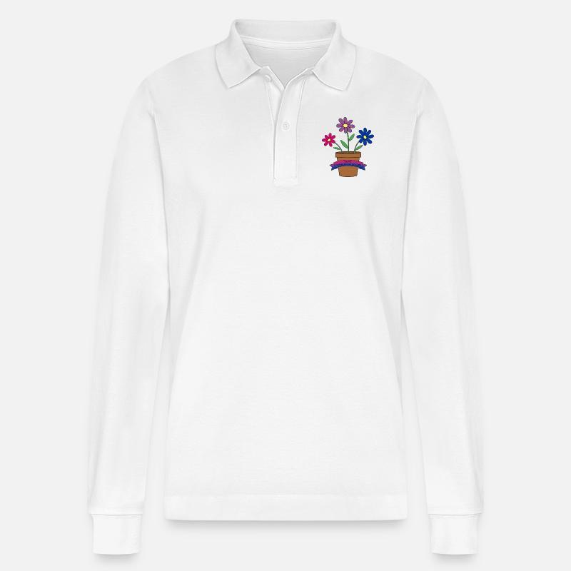 bisexual flowers - Stanley/Stella Unisex Bio-Langarm-Poloshirt Prepster - Weiß