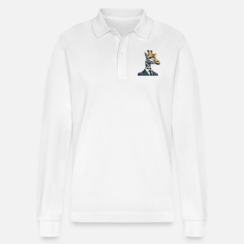 Giraffe - Stanley/Stella Unisex Bio-Langarm-Poloshirt Prepster - Weiß