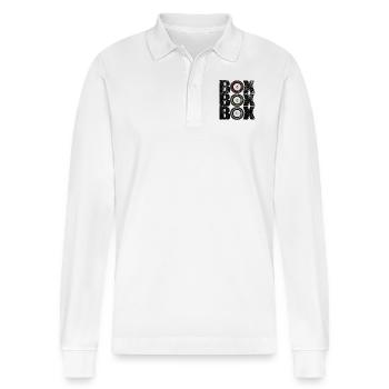 Black Box Box Conception pneus de cours - Stanley/Stella Organic Unisex Long-Sleeved Polo Shirt Prepster - white - Front - Anna (173cm) & Nico (186cm)