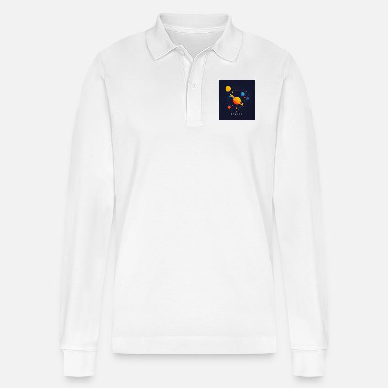 Bauhas Planetensystem - Stanley/Stella Unisex Bio-Langarm-Poloshirt Prepster - Weiß