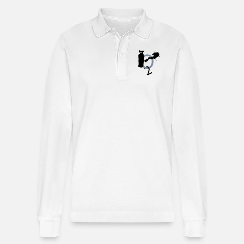 Diving - Stanley/Stella Unisex Bio-Langarm-Poloshirt Prepster - Weiß