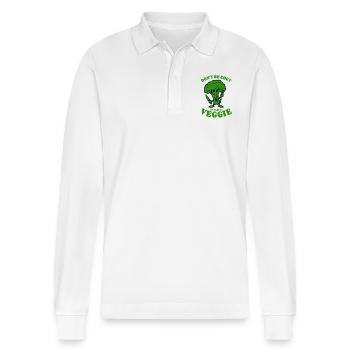 Ne soyez pas énervé, mangez votre Veggie - Brocoli, végétalien - Polo à manches longues bio PREPSTER Stanley/Stella Unisexe - blanc - Devant - Anna (173cm) & Nico (186cm)
