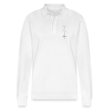 Aries - Widder Sternzeichen - schwarz - Stanley/Stella Unisex Bio-Langarm-Poloshirt Prepster - Weiß - Vorne - Anna (173cm) & Nico (186cm)