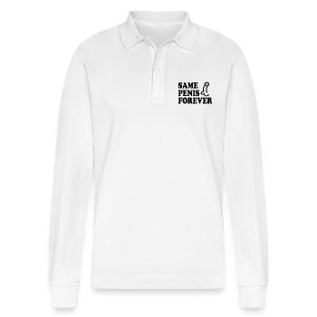 Same penis forever - Stanley/Stella Unisex Bio-Langarm-Poloshirt Prepster - Weiß - Vorne - Anna (173cm) & Nico (186cm)