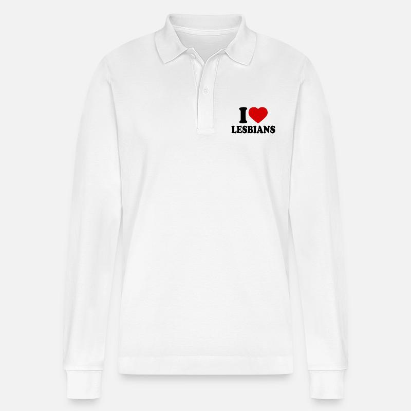 I love lesbians - Stanley/Stella Unisex Bio-Langarm-Poloshirt Prepster - Weiß