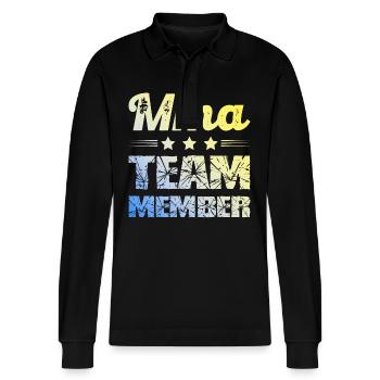 Mma Team - Stanley/Stella Unisex Bio-Langarm-Poloshirt Prepster - Schwarz - Vorne - Anna (173cm) & Nico (186cm)