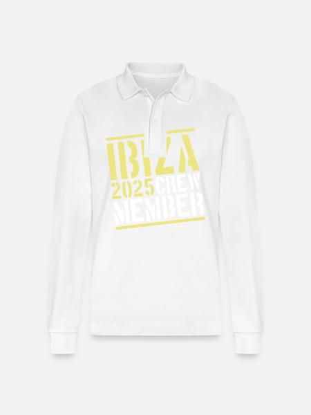 Ibiza 2025 Crew - Stanley/Stella Organic Unisex Long-Sleeved Polo Shirt Prepster - white