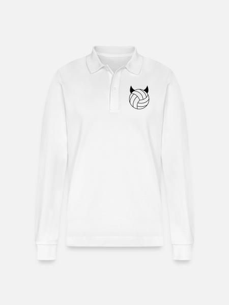 Volleyball - Teufel - Stanley/Stella Unisex Bio-Langarm-Poloshirt Prepster - Weiß