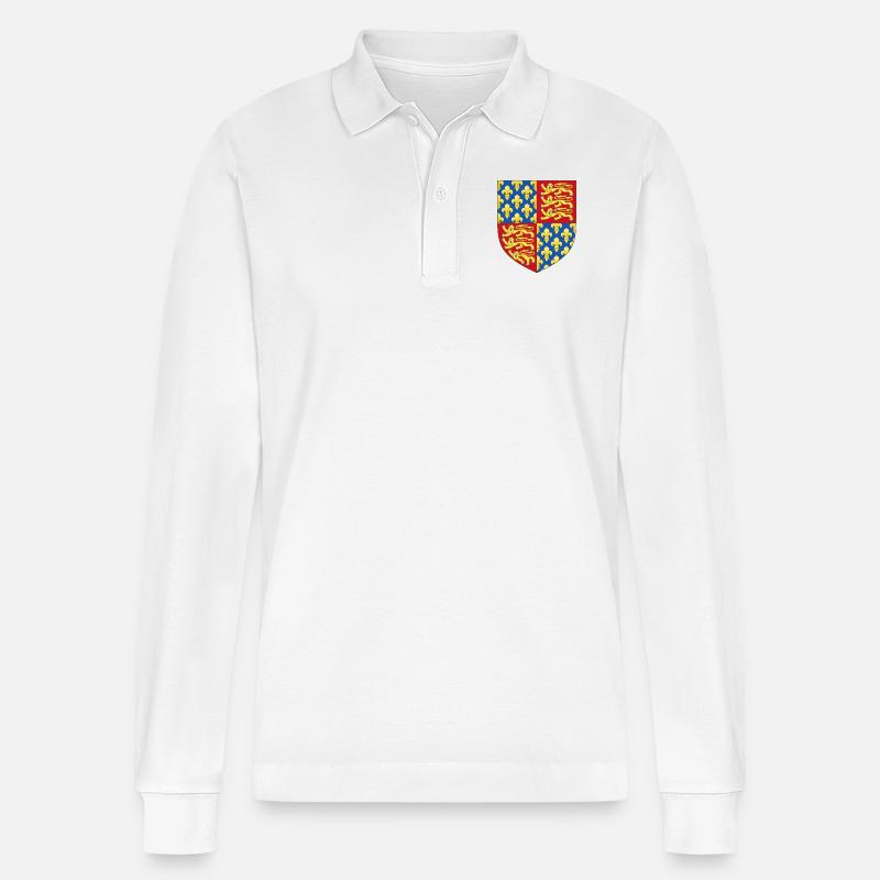 Englisches Wappen - Stanley/Stella Unisex Bio-Langarm-Poloshirt Prepster - Weiß