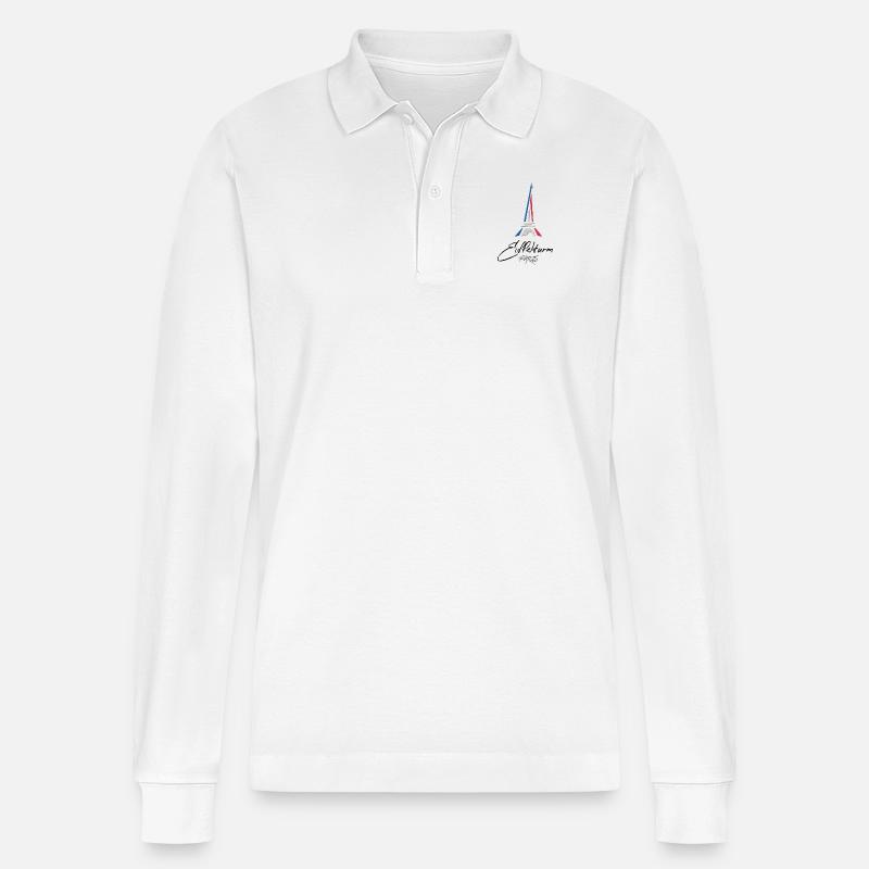 Eiffelturm Paris - Stanley/Stella Unisex Bio-Langarm-Poloshirt Prepster - Weiß