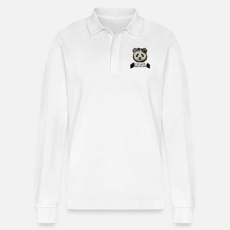 Cool Pilot Panda - Stanley/Stella Unisex Bio-Langarm-Poloshirt Prepster - Weiß
