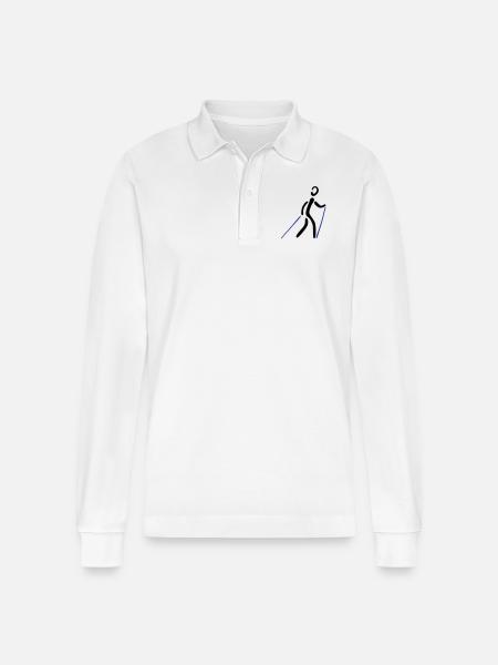 Nordic Walking 2C - Stanley/Stella Organic Unisex Long-Sleeved Polo Shirt Prepster - white