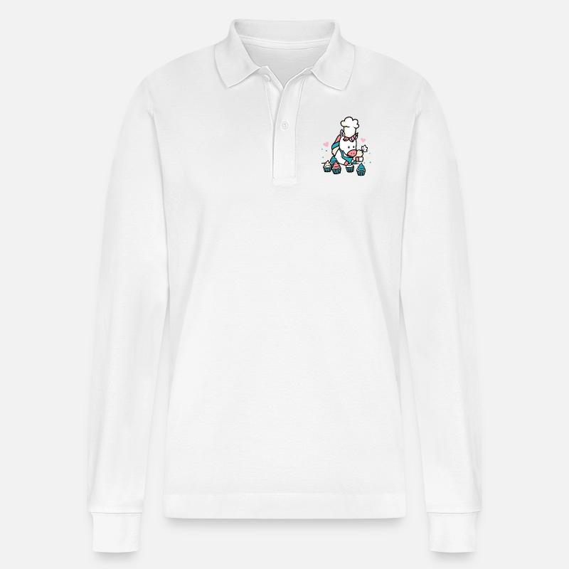 Bäcker Einhorn - Stanley/Stella Unisex Bio-Langarm-Poloshirt Prepster - Weiß